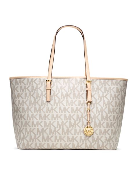 michael kors white tote monogram|michael kors jet set tote.